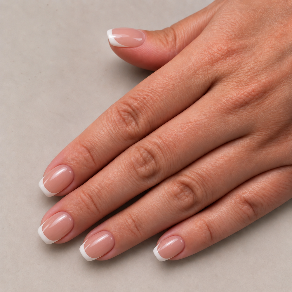 Bare Nude plaknagels met witte French tip