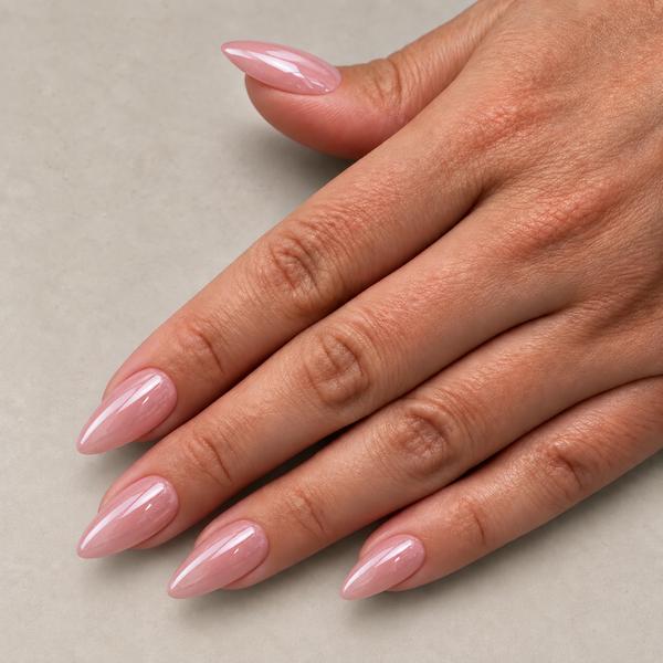 Blush Hour blush roze amandel vormige press on nagels lang