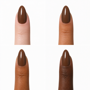 Bruine soft gel nagels met glanzende finish