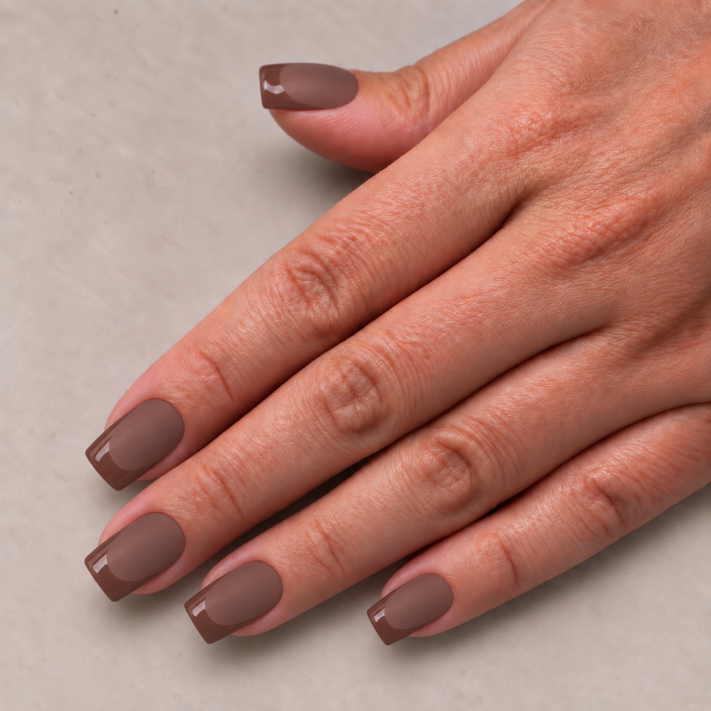  Choco Chic bruine vierkante press on nagels van Freaky Nails