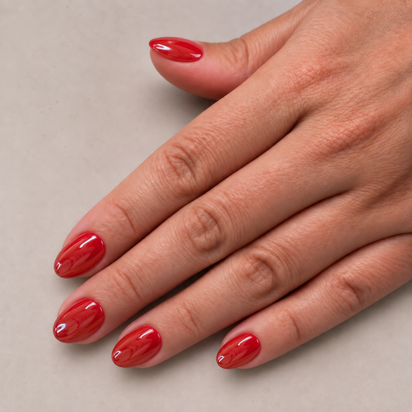 Juicy korte rode press on nagels van Freaky Nails