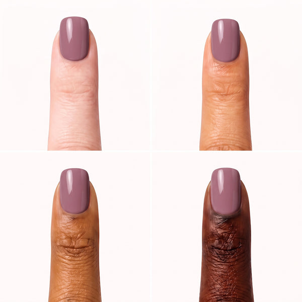 Korte mauve nepnagels met glanzende finish