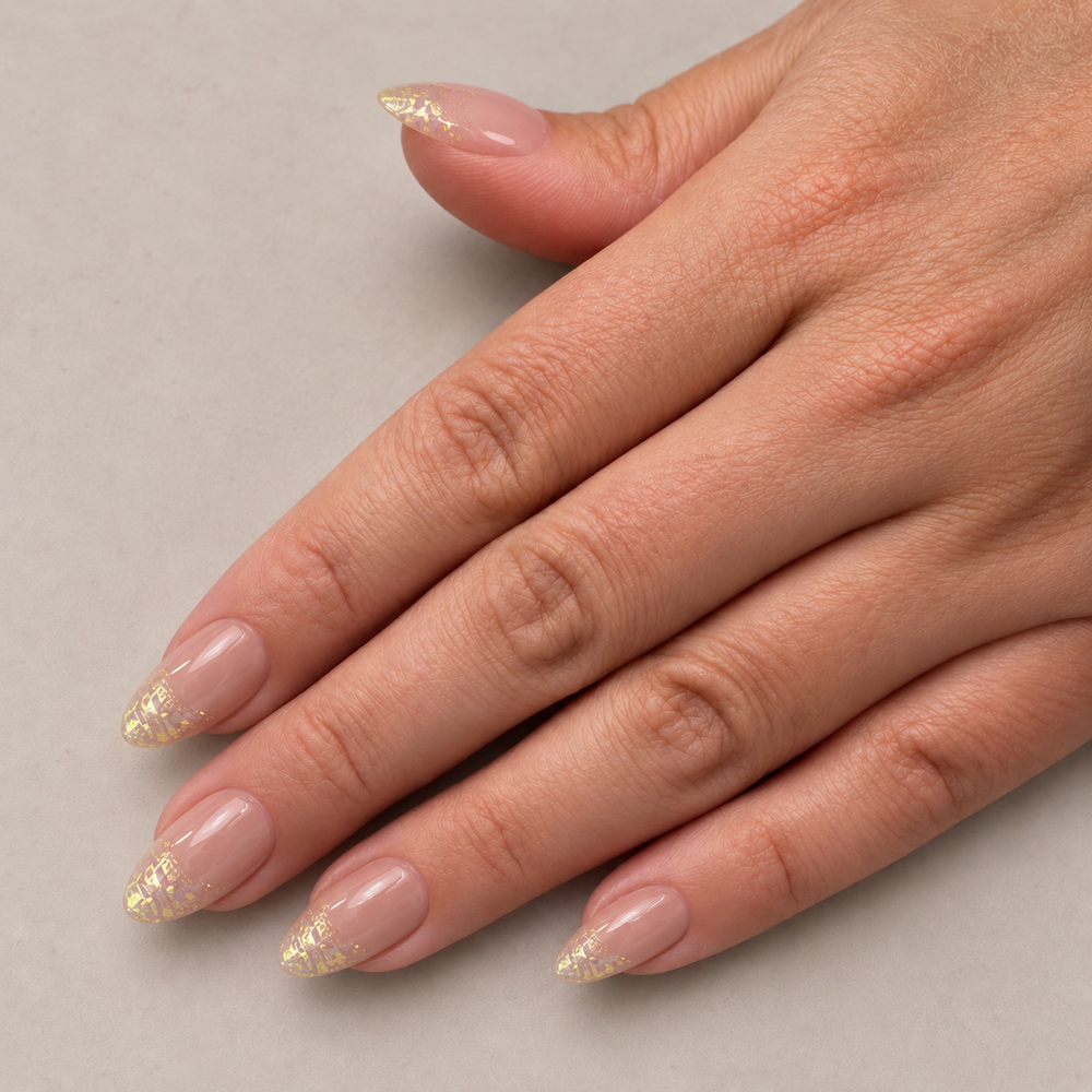 Medium Ovale Champagne Press On Nagels