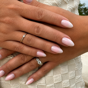 Milky white press on nails met glossy finish