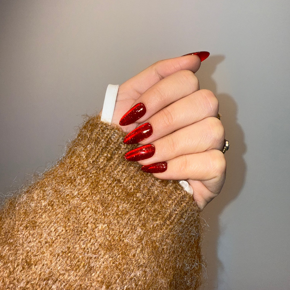 Ruby Fever rode glitter press on nails soft gel plaknagels