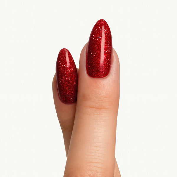 Rode glitter press on nagels Ruby Fever kunstnagels