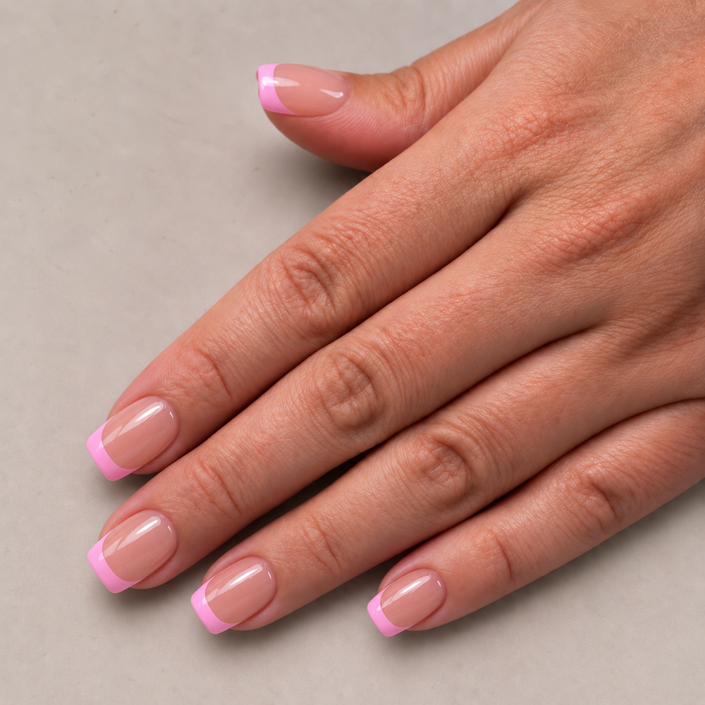Roze french plaknagels van Freaky Nails