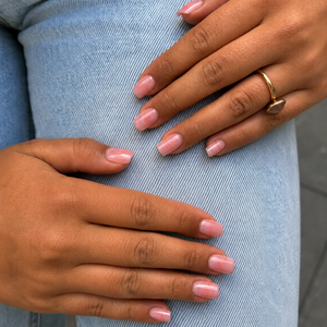 Roze glazed press on nails met glossy finish