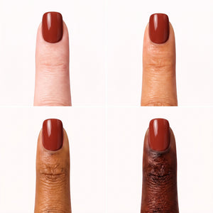 Terracotta press on nagels op verschillende huidtinten