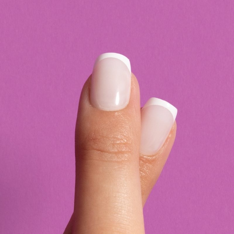 Too Polished To Care french almond press on nagels close-up - Freaky Nails