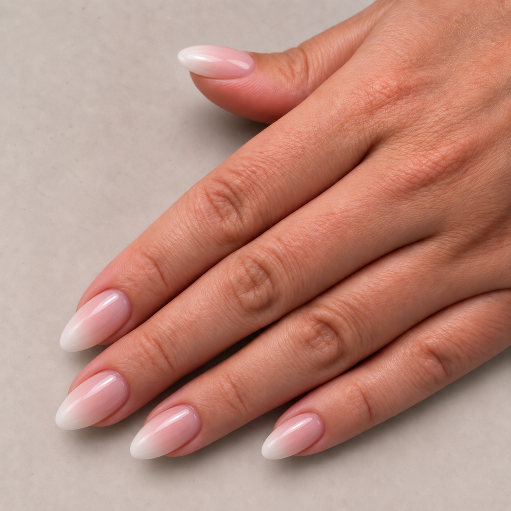 Witte milky white roze plaknagels van Freaky Nails